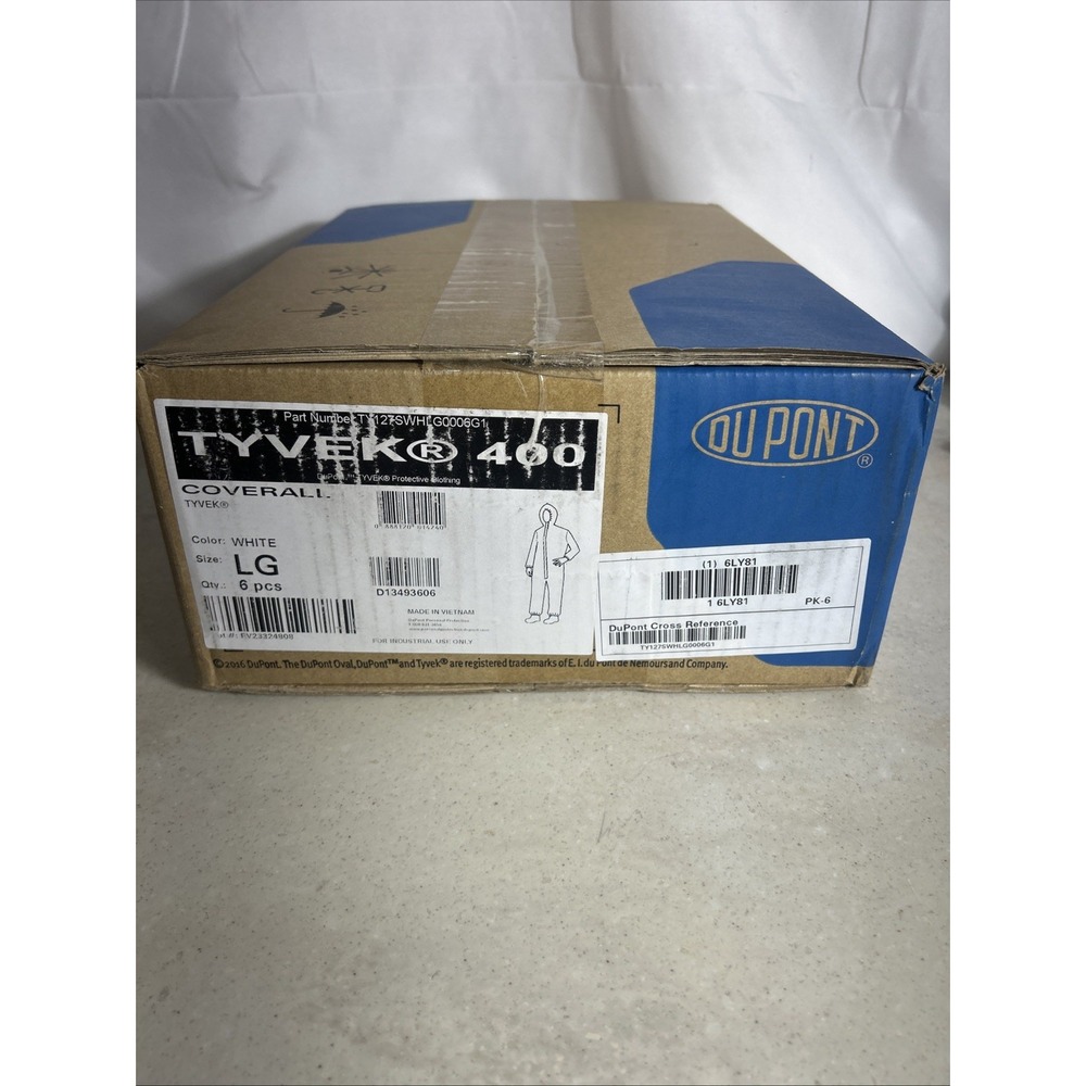 dupont tyvek 400 TY122S coveralls Large 6 Pack